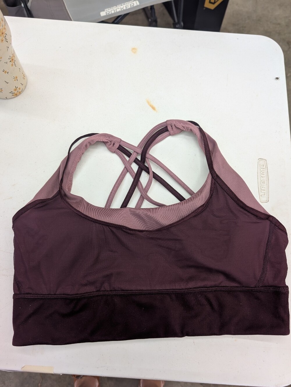 Women's Strappy Sports Bra - Mauve Plum